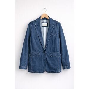 American Eagle Denim Blazer Jacket Jean Womens Small Blue Med Wash NWT